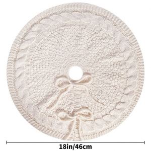 Falda de árbol de Navidad tejida en blanco leche con accesorios de adorno de mantel rojo para decoraciones festivas - Product Image 3