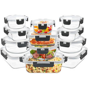 Boîte à lunch en verre empilable multifonctionnelle avec couvercle en PP de qualité alimentaire, récipient en verre - Product Image 1