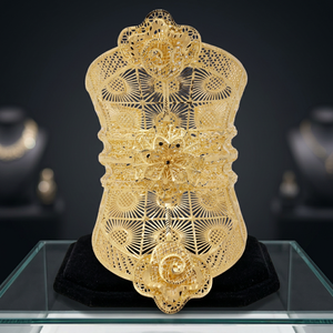 สร้อยข้อมือ Kada ขนาดใหญ่แบบเปิดใช้งานได้14K 18K 24K ทองดีไซน์ลายดอกไม้ชุบทอง - Product Image 5