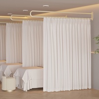 Rideau de séparation de salon de beauté multicolores en forme de U, rideaux de traitement de santé, rideau de lit de beauté avec poteaux et anneaux