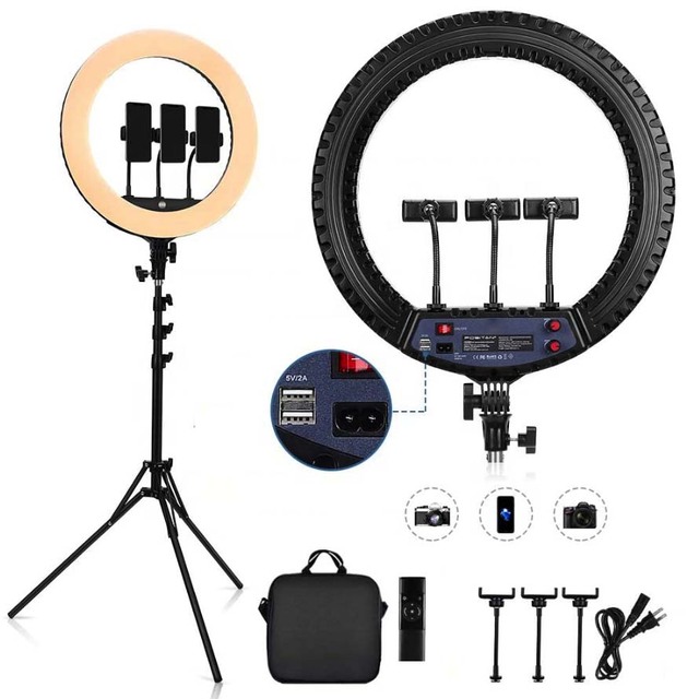 18 Inch Make up Desktop Beauty Ring Light With Cell Phone Holder and Remote Control