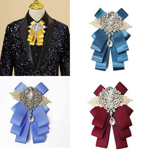 Corbatas de Moño de Cristal al por Mayor, Corbatas de Seda para Fiesta, Corbatas Florales Ajustables para Mujer, Corbatas de Lazo para Hombre, Broche de Lazo, <span class=keywords><strong>Corbata</strong></span> Barata para Boda - Product Image 3