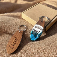 Porte-clés en bois personnalisé en résine motif vague océanique, gravable, vente en gros d'usine, souvenir de voyage plage, pendentif voiture, cadeau OEM
