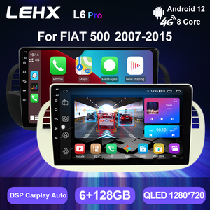 Autoradio Android 12 4G+5G WiFi 2DIN portable LEHX 8 cœurs, Android Auto CarPlay GPS, écran QLED/OLED DSP, 1 an pour <span class=keywords><strong>Fiat</strong></span> <span class=keywords><strong>500</strong></span> - Product Image 2