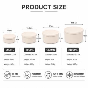Custom Food Grade Eco Friendly Round Silicone Lunch Box Set Microwavable Reusable Fruit <b>Storage</b> <b>Containers</b> Bpa Free with Lid - Product Image 4