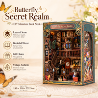 Kit de maison miniature en bois DIY en gros, modèle de serre-livres papillon lumineux, ensembles de construction pour décoration intérieure