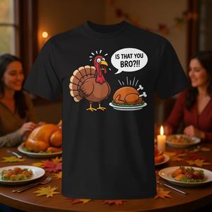 Camiseta con humor de Acción de Gracias de Cheeky Turkey Day, color negro, unisex, talla M para adultos - Product Image 3