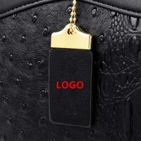 Sac fourre-tout de luxe en cuir de crocodile noir à motif autruche, résistant à l'eau, avec poignée supérieure en polyester et rabat, idéal pour les soirées