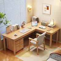 Bureau d'ordinateur en bois massif en forme de 7 pour chambre à coucher, bureau à domicile ou bureau d'étudiant, design élégant de bureau d'angle