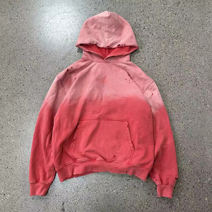 Sudadera con Capucha para Hombre, Estilo Lavado Ácido, Estampado Degradado, Diseño Desgastado, Holgada, de Algodón, Venta al Por Mayor - Product Image 5