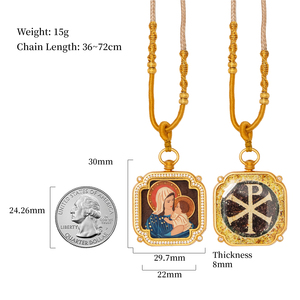 GIVELUCK Colgante Católico Personalizado con Relieve 3D, Incrustaciones <span class=keywords><strong>de</strong></span> Zirconia, <span class=keywords><strong>Virgen</strong></span> María <span class=keywords><strong>de</strong></span> <span class=keywords><strong>Guadalupe</strong></span>, San Benito, Chapado en Oro <span class=keywords><strong>de</strong></span> 18K, Aleación <span class=keywords><strong>de</strong></span> Cobre - Product Image 3