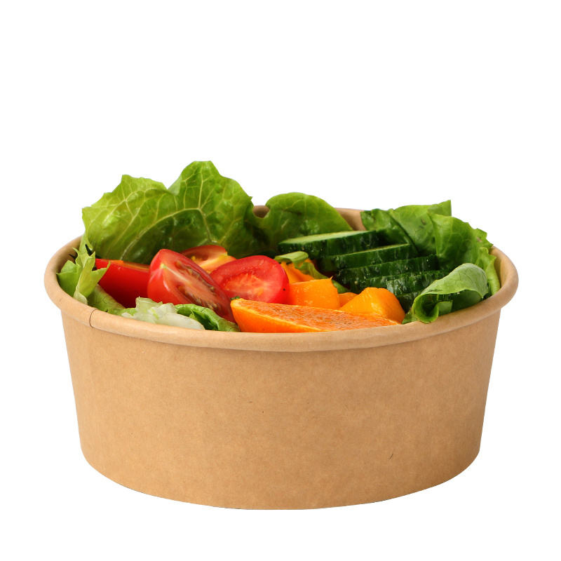 Custom Disposable Takeaway Food Packaging Kraft Paper 750ml Salad Bowl ...