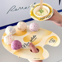 Support en papier pour mini-cornets de crème glacée, plateau anti-goutte, logo personnalisé