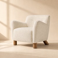 Fauteuil lounge moderne en tissu nordique, pieds en bois massif, écologique, durable, beige, fauteuil individuel pour salon, meubles de maison