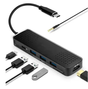 Multifunktion konverter USB Typ C Splitter Hub Adapter 3 * USB 3.0 Typ C PD Power HDM und 3,5mm Buchse für Smart Home