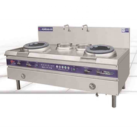 Cuisinière à gaz chinoise commerciale à double brûleur en acier inoxydable pour projet de cuisine