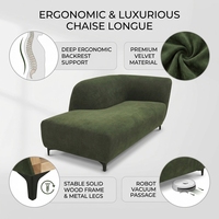 Chaise longue rembourrée minimaliste moderne avec dossier incurvé et assise profonde, canapé de salon design