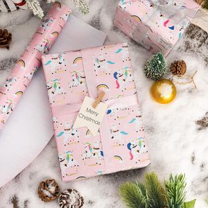 Papier cadeau de Noël MAYPLUSS 17x33 pieds, licorne, Père Noël, arc-en-ciel rose, écologique, pour les fêtes de fin d'année - Product Image 4