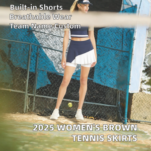 Faldas de Tenis Transpirables para Mujer 2026, Color Marrón, Spandex/Nylon, con Forro de Pantalones Cortos, Nombre del Equipo Personalizado, Ropa Deportiva para Adultos - Product Image 2
