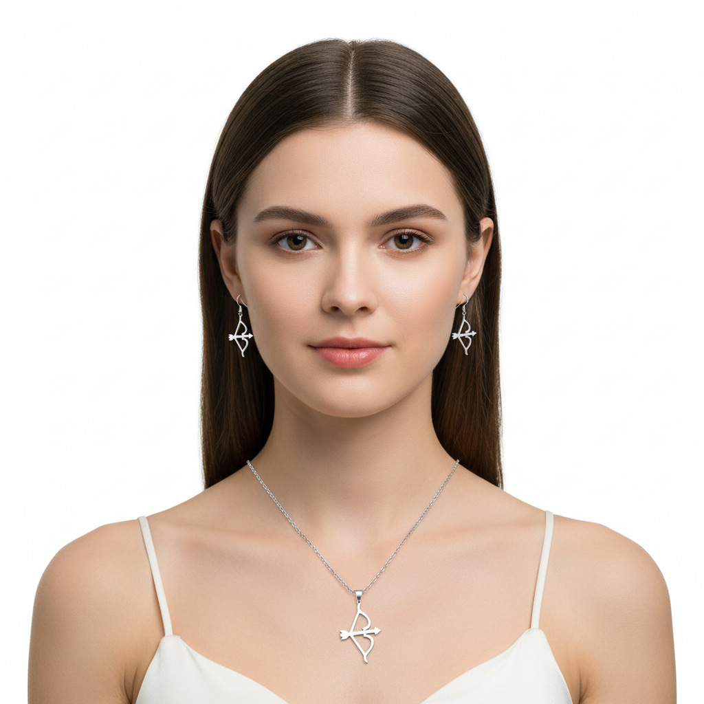 Ensemble collier et boucles d'oreilles en acier