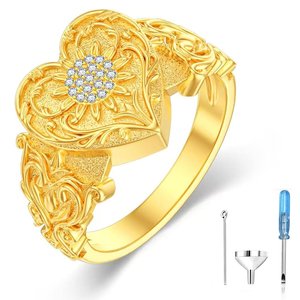 Cincin zirkon personalisasi untuk abu liontin bunga matahari cincin guci kenang-kenangan perhiasan kremasi cincin - Product Image 1