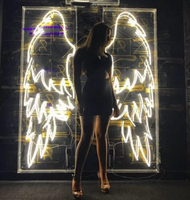 Enseigne lumineuse LED en acrylique transparent 3D, décoration d'ailes d'ange, publicité électronique, enseigne lumineuse LED pour décoration