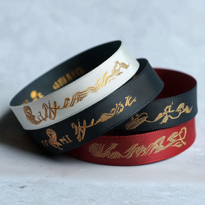 Ruban en tissu gros-grain polyester imprimé sur mesure avec logo, options d'impression multiples, emballage cadeau personnalisé, décoration de fête - Product Image 4
