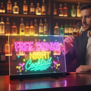 Panneau d'écriture en acrylique lumineux, support de signalisation LED portable, écologique, résistant à l'eau, à intensité variable, petites enseignes pour bière et barbecue - Product Image 6