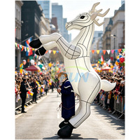 Costume de cerf gonflable géant personnalisé et portatif avec tiges de contrôle pour défilés de Noël et spectacles événementiels