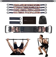 Wellshow Sport Portable Home Gym Set avec barre d'entraînement Banc de presse Set Squat Resistance Band Door Anchor