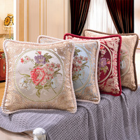 Housse de coussin de canapé en polyester, style européen moderne de luxe Amity, motif floral jacquard, décoration de la maison