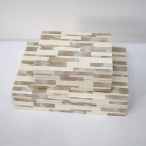 Оптовая продажа, декоративные коробки с белыми мраморными вставками, клетчатые, деревянные полосатые ювелирные изделия, Подарочная коробка для хранения сокровищ - Product Image 1