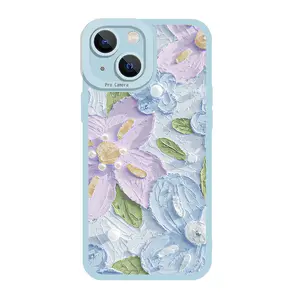 Mobile Phone Cases for iphone 15 14 13 12 11 XRphone case flowers 14promax oil painting style pink and green wholesale Advanced