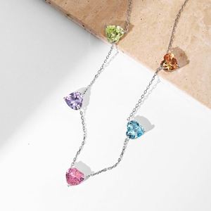 Dylam Specially Picked Fine Jewelry Colorful Link Chain Tennis <b>Necklace</b> with 925 Sterling Silver 5A Heart Shape Cubic Zirconia - Product Image 5