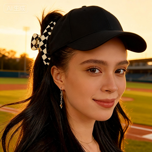 Pince à cheveux créative Y&Y 11 cm noire et blanche en forme de casquette de baseball avec pince en acétate, accessoire capillaire unisexe personnalisé en strass - Product Image 5