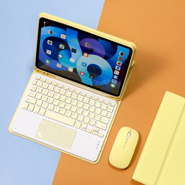 Yellow iPad case with Yellow Keyboard Touchpad Keyboard Case for 7 Inch Keyboard with case