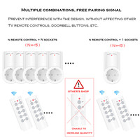 Prise murale programmable sans fil RF avec télécommande, compatible EU, UK, SCHUKO, 433 MHz, interrupteur électrique 220 V/230 V 10 A pour éclairage