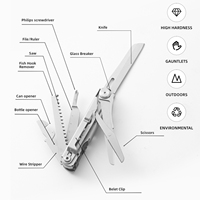 Couteau de poche pliable multifonctionnel EDC en acier 5Cr13 avec manche en aluminium, outil d'extérieur avec tournevis, brise-vitre, ciseaux, scie