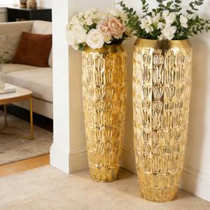 Maceteros de Metal Dorados Individuales Altos, Macetas Grandes de Lujo en Dorado, Elegante Florero Dorado de Lujo - Product Image 6