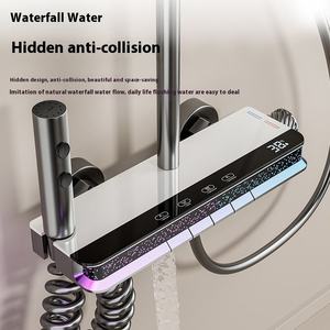 Duchas de baño montadas en la pared blancas listas para enviar, pantalla de temperatura Led de latón, juego mezclador de grifo de ducha Digital - Product Image 3