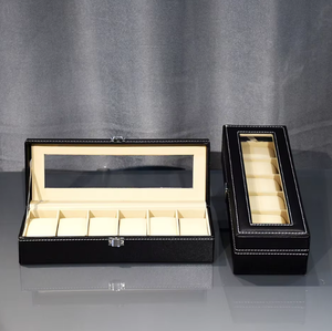 Boîte de présentation de montre en cuir PU rigide de luxe, couvercle en verre transparent et fermeture métallique, boîte d'emballage pour montre-bracelet avec service de logo personnalisé - Product Image 3