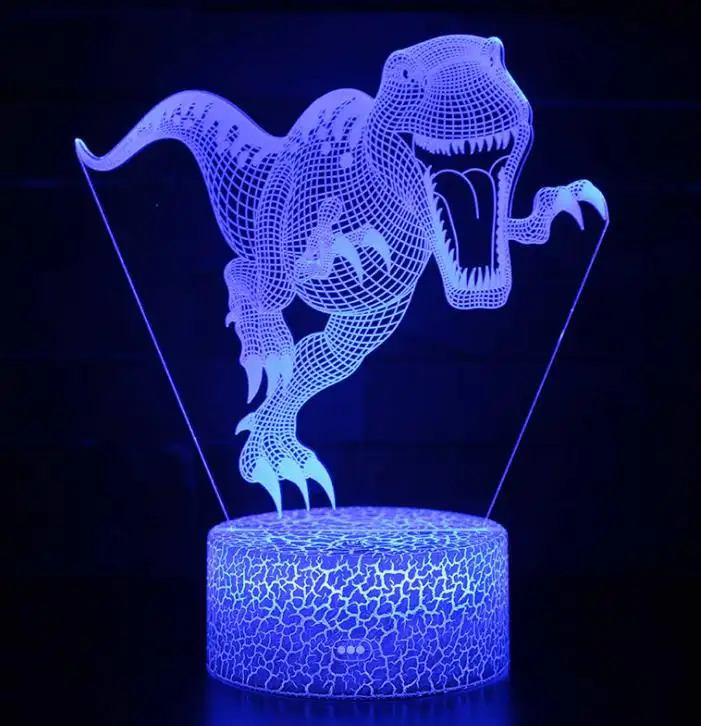 Lampe de nuit 3D à led en acrylique, lampe en bois USB créative, lumières ovales rondes, lumières de fissure, vente en gros