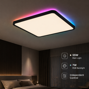 โคมไฟเพดาน LED ทรงสี่เหลี่ยมทันสมัย พร้อมรีโมทคอนโทรล ติดตั้งบนพื้นผิว สีดำอะคริลิก สำหรับห้องนอน ห้องนั่งเล่น แสงสว่างภายในอาคาร - Product Image 3