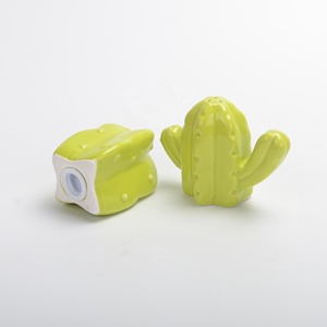 Ensemble de salière poivrière en céramique de style moderne décoration <span class=keywords><strong>cactus</strong></span> assaisonnement stockage des aliments cadeau boîte fabriquée emballage en gros - Product Image 2