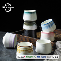 Tasses à café en céramique de style japonais Kingze personnalisées de 200 ml, tasses à espresso vintage pour la dégustation de café pour les restaurants