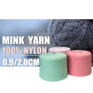 Factory Supplier 1/12NM 0.9cm Matt Curly Fleece Nylon Feather Yarn Imitation Mink Fancy Eyelash Yarn For Glove And Scarf