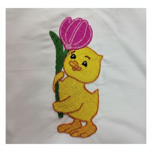 Patch brodé perlé en forme de canard |   Motif floral animalier en broderie Zari pour vêtements, accessoires et artisanat DIY | Zari suspendu - Product Image 1