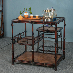 Chinese Style <b>Bamboo</b> Tea <b>Table</b> With Storage Shelf For Living Room Home Use - Product Image 1
