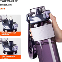 Bouteille d'eau sport en Tritan de 32 oz, sans BPA, qualité alimentaire, anti-fuite, avec poignée et cordon pour la gym et le fitness (vente en gros)