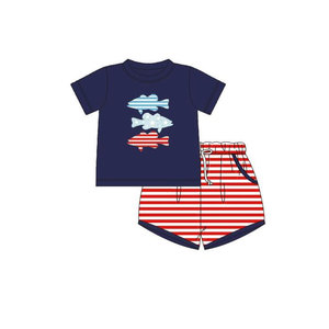 Conjunto de Ropa Casual de 2 Piezas para Bebé Niño, Camiseta y Pantalones Cortos de Algodón con Bordado Americano RTS Boutique, Ropa para el 4 de Julio - Product Image 4
